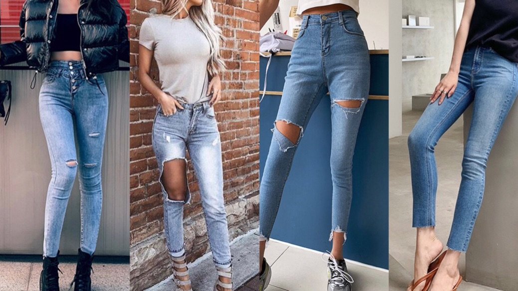 OEM Ladies Fashion Small Foot Ripped Denim Pants Women Jeans