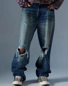 Men's Damaged Skate Baggy Fit Jeans Producer