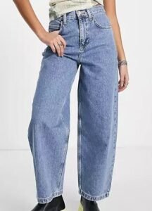 Mid Blue Women's Petite Baggy Jeans Factory in China