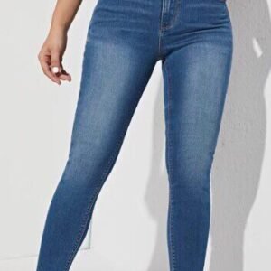 High Waist Bleach Wash Skinny Jeans Supplier Skinny Fit Jean Pants