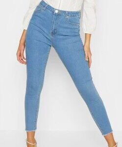 Womens Basics High Waist Frayed Hem Skinny Jeans Supplier For Women