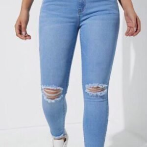 Raw Hem Women Super Skinny Jeans Supplier Slim Fit Pant Jeans