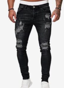 Mens Black Ripped Jeans Factory Damaged Jeans Manufacturers China Wholesale