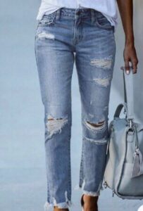 Women's Stylish Ripped Jeans Supplier Destroyed Jeans Custom Made Distressed Jeans