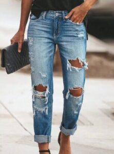 Women's Ripped Jeans Supplier China Distressed Jeans Manufacturer OEM Jeans Women