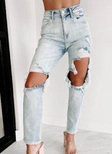 Women Straight Leg Jeans Ripped Jeans Factory Women's Damaged Jeans Customization