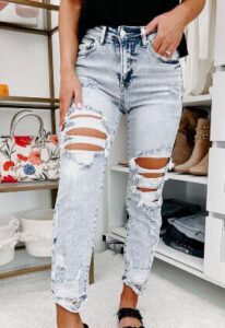 Slim Fit Ripped Jeans Manufacturer For Women Distressed Jeans Manufacturers Damaged Jeans