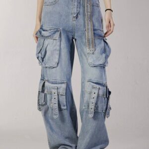 Work Style Multiple Pocket Jeans Manufacturer China Women Multi Pocket Pant