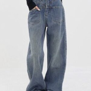 Newest Design Cargo-Fit High Waisted Jeans Manufacturers in China Wide Leg Jeans For Women