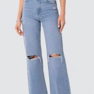 Hot Sale Women Mid Blue High Waisted Jeans Suppliers in China Custom High Rise Pants